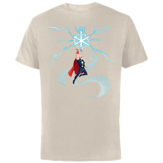 Marvel Thor Winter Snowflake Holiday Standard - Short Sleeve Cotton T-Shirt for Adults - Customized-Natural
