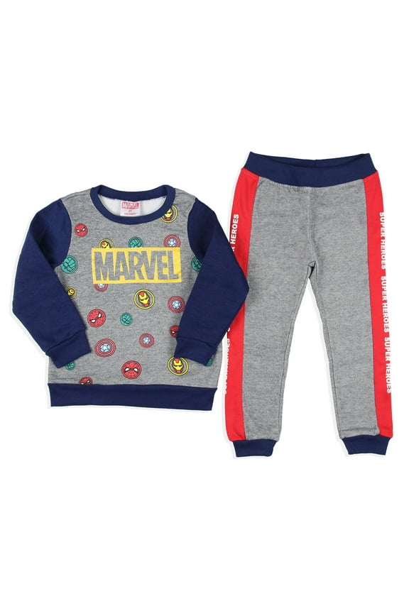 Marvel Toddler Boys Avengers Superhero 2 Piece Kids Sweat Suit Pajama Set