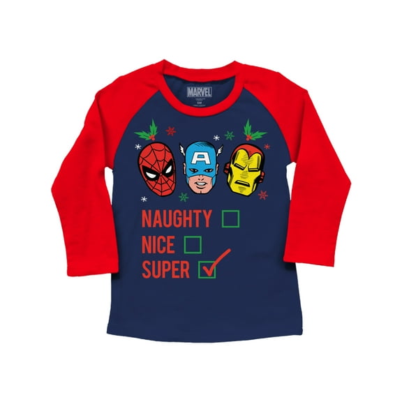 Marvel Toddler Boys' Super List Long Sleeve Raglan T-Shirt