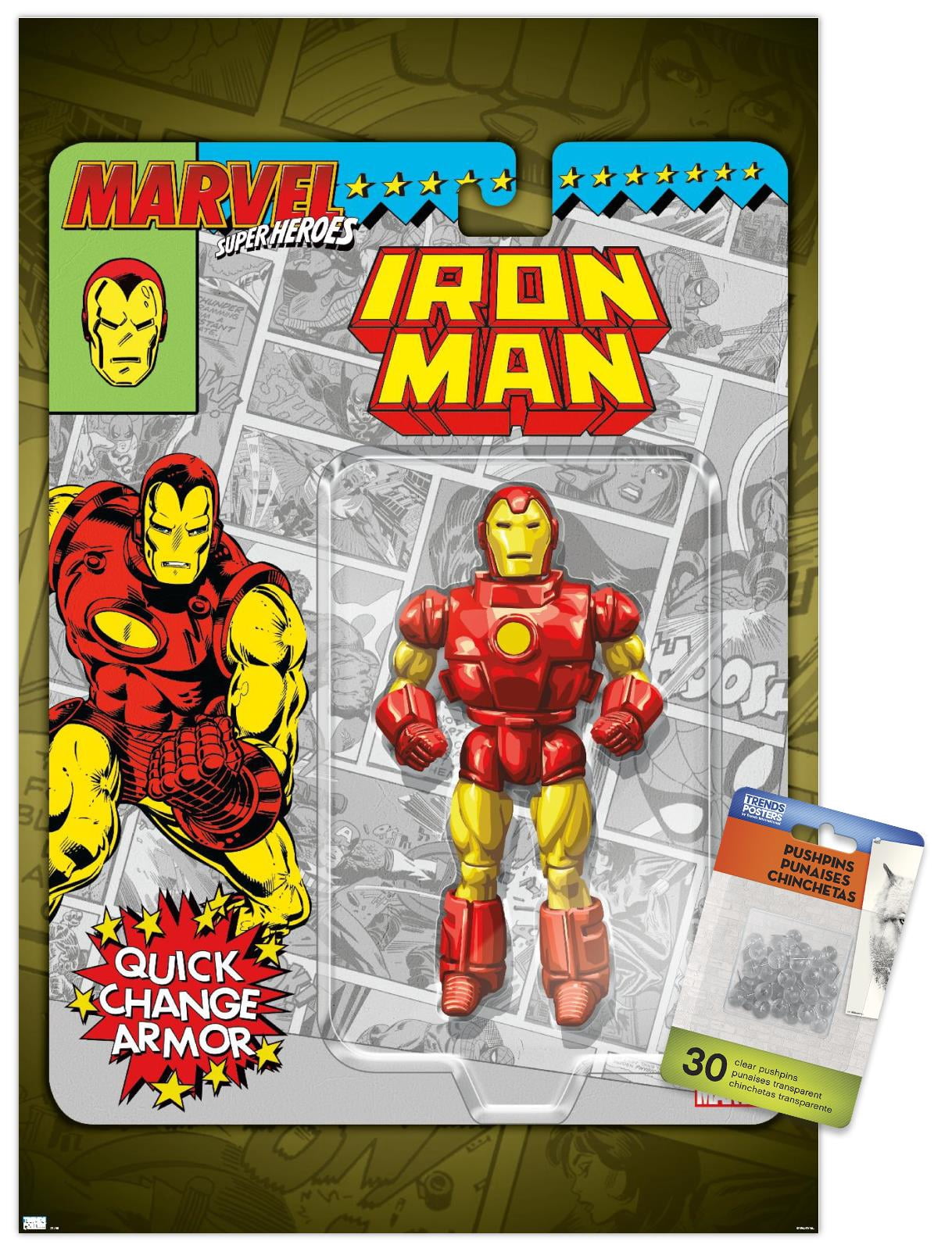Marvel Toy Vault - Iron Man Wall Poster with Push Pins, 14.725" x 22.375"