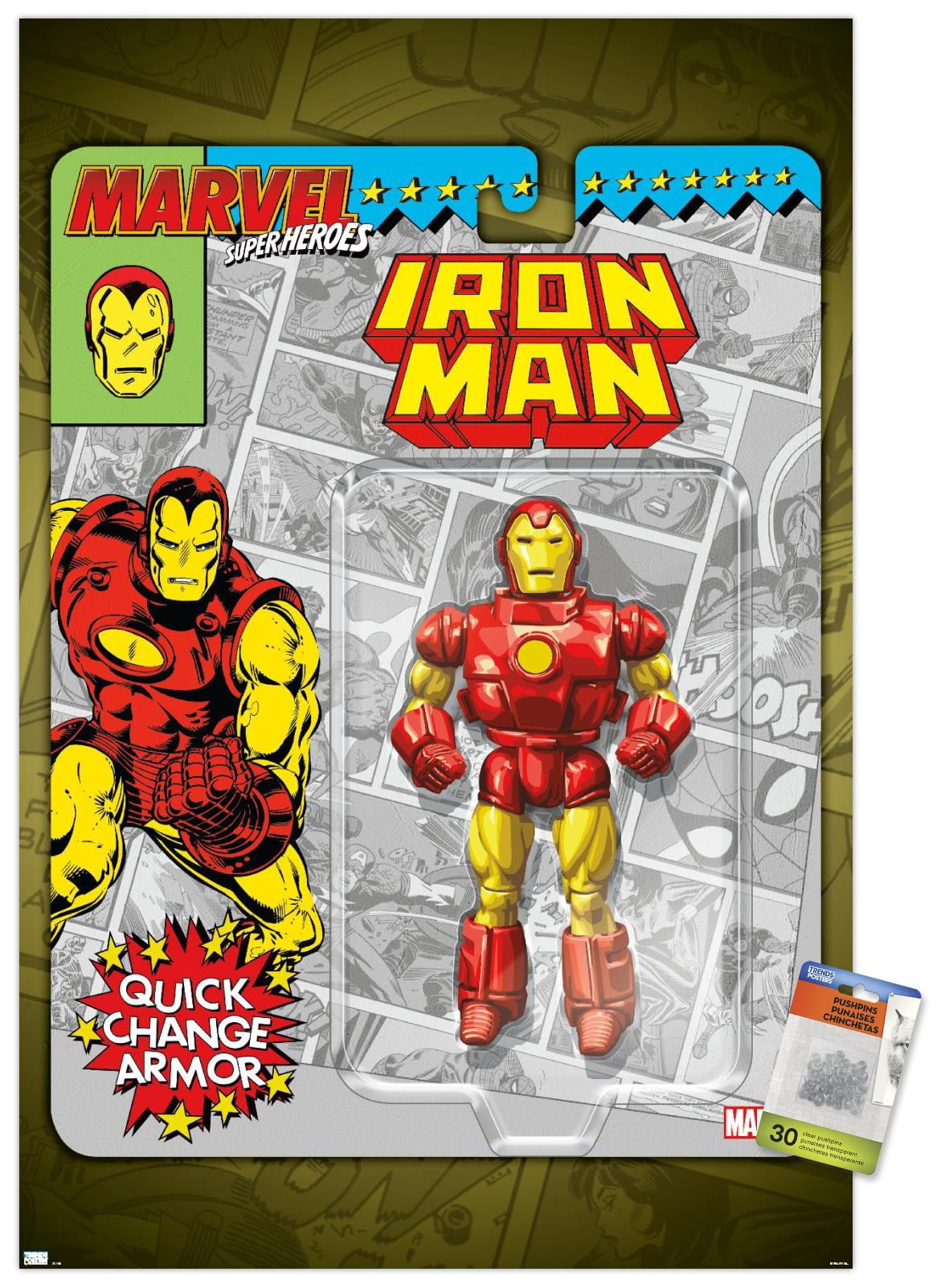 Marvel Toy Vault - Iron Man Wall Poster with Pushpins, 22.375" x 34"