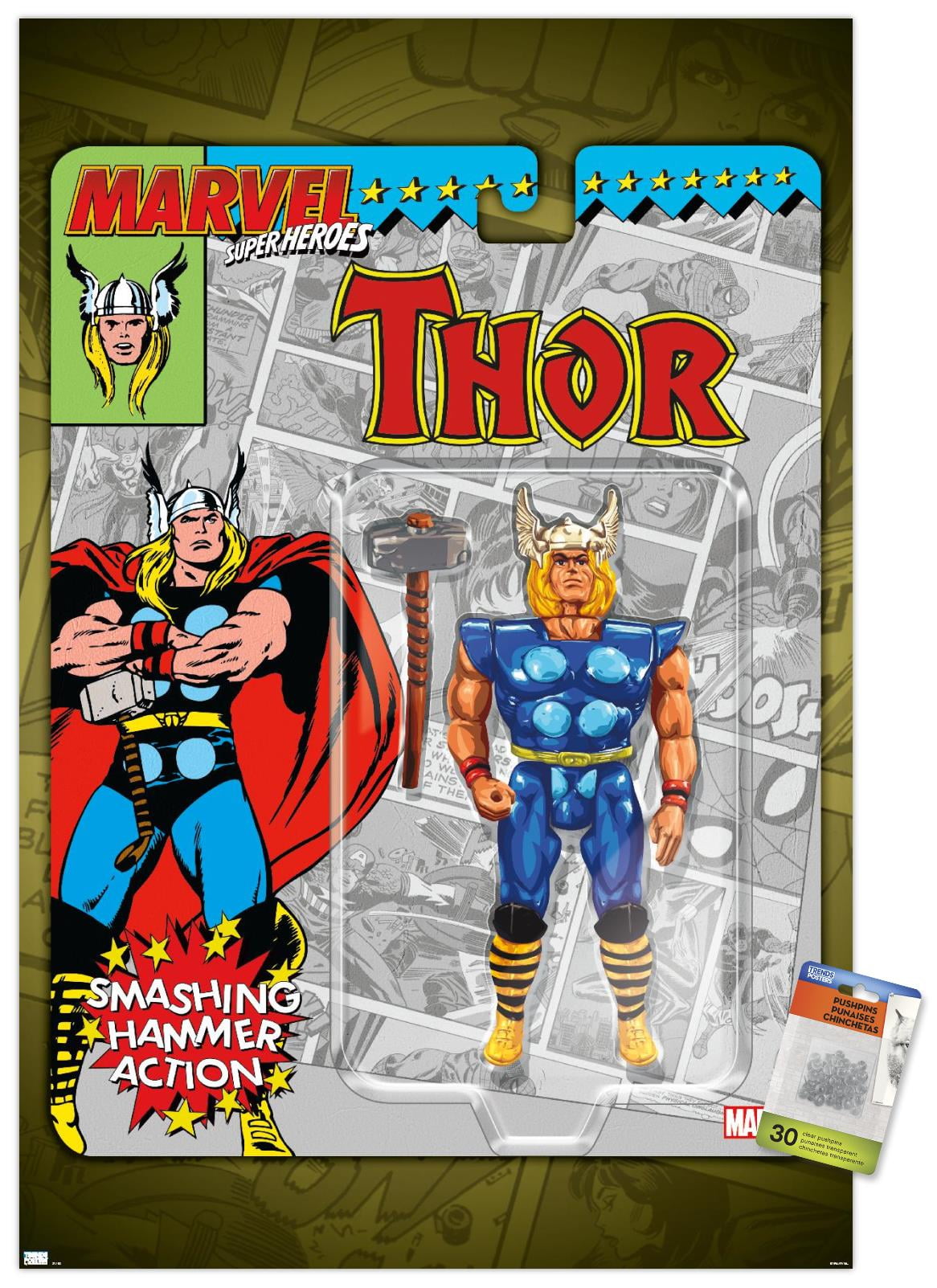 Marvel Toy Vault - Thor Wall Poster with Pushpins, 22.375" x 34"