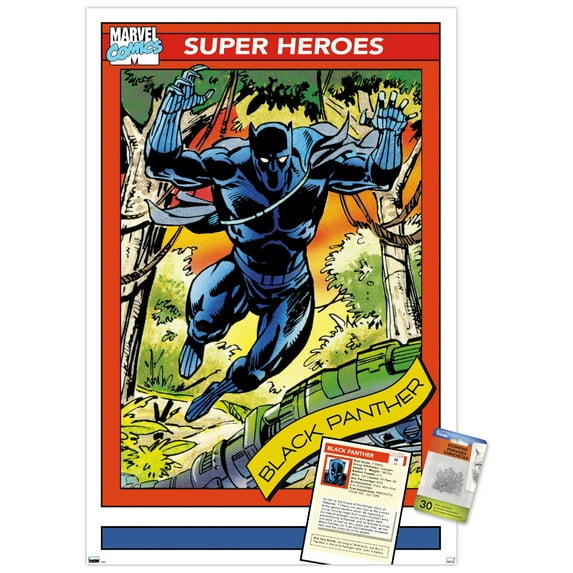 Marvel Trading Cards - Black Panther Wall Poster with Pushpins, 22.375" x 34"