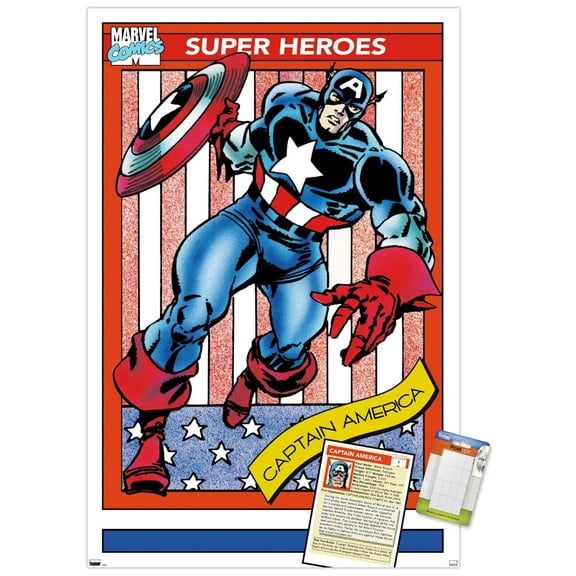 Marvel Trading Cards - Captain America Wall Poster, 22.375" x 34"