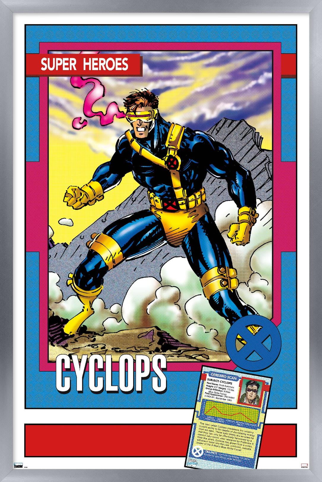Marvel Trading Cards - Cyclops Wall Poster, 14.725" x 22.375" Framed