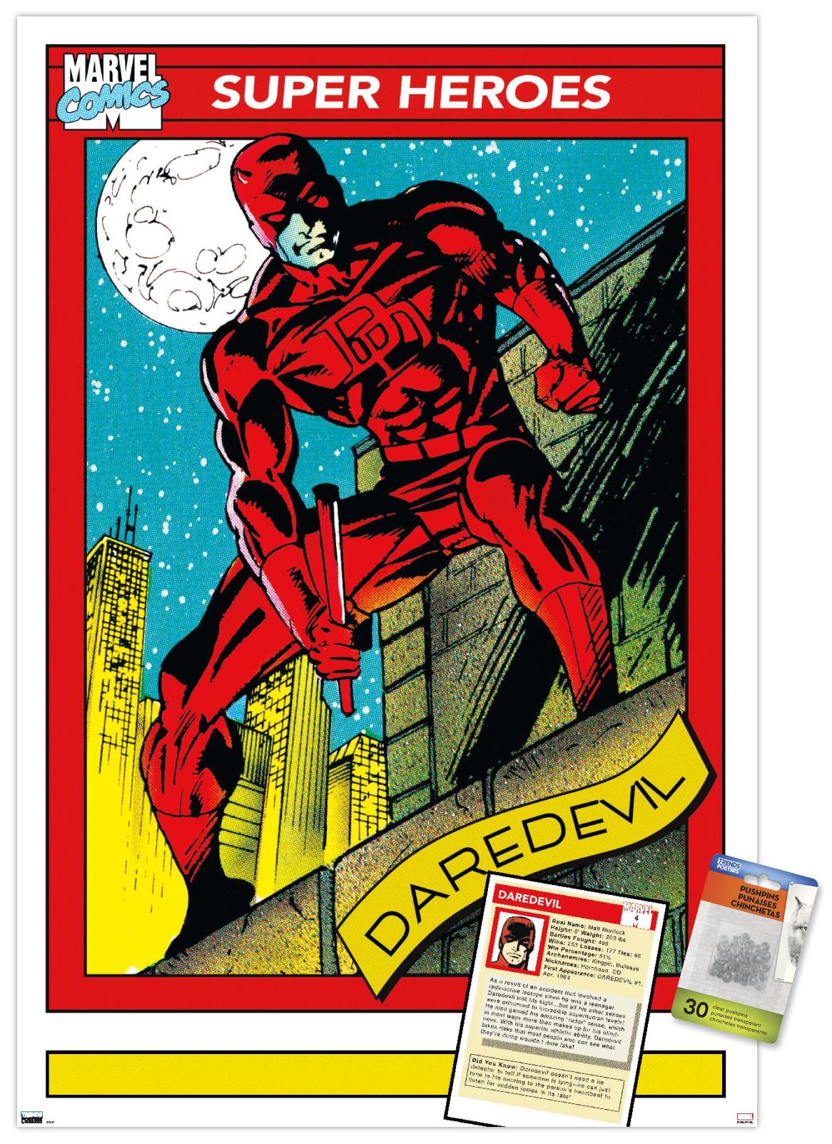 Marvel Trading Cards - Daredevil Wall Poster with Pushpins, 22.375" x 34"