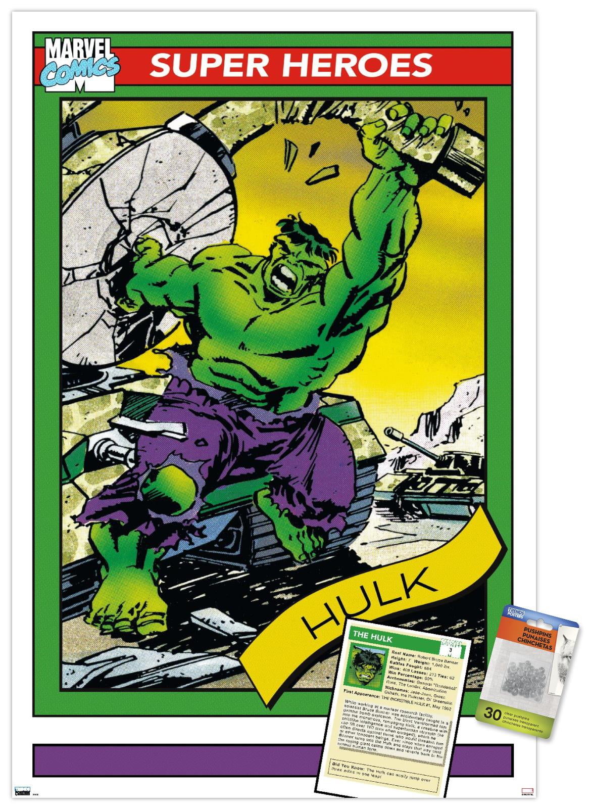 Marvel Trading Cards - Hulk Wall Poster with Pushpins, 22.375" x 34"