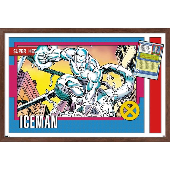 Marvel Trading Cards - Iceman Wall Poster, 14.725" x 22.375" Framed