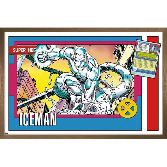 Marvel Trading Cards - Iceman Wall Poster, 14.725" x 22.375" Framed