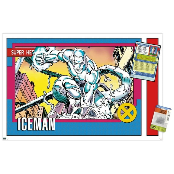 Marvel Trading Cards - Iceman Wall Poster with Pushpins, 22.375" x 34"