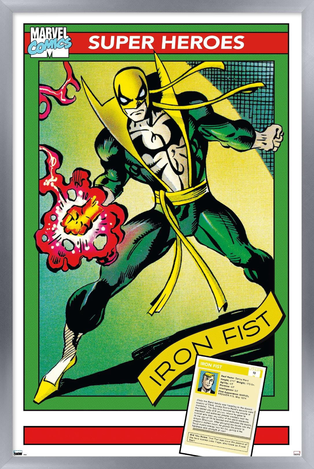 Marvel Trading Cards - Iron Fist Wall Poster, 14.725" x 22.375" Framed