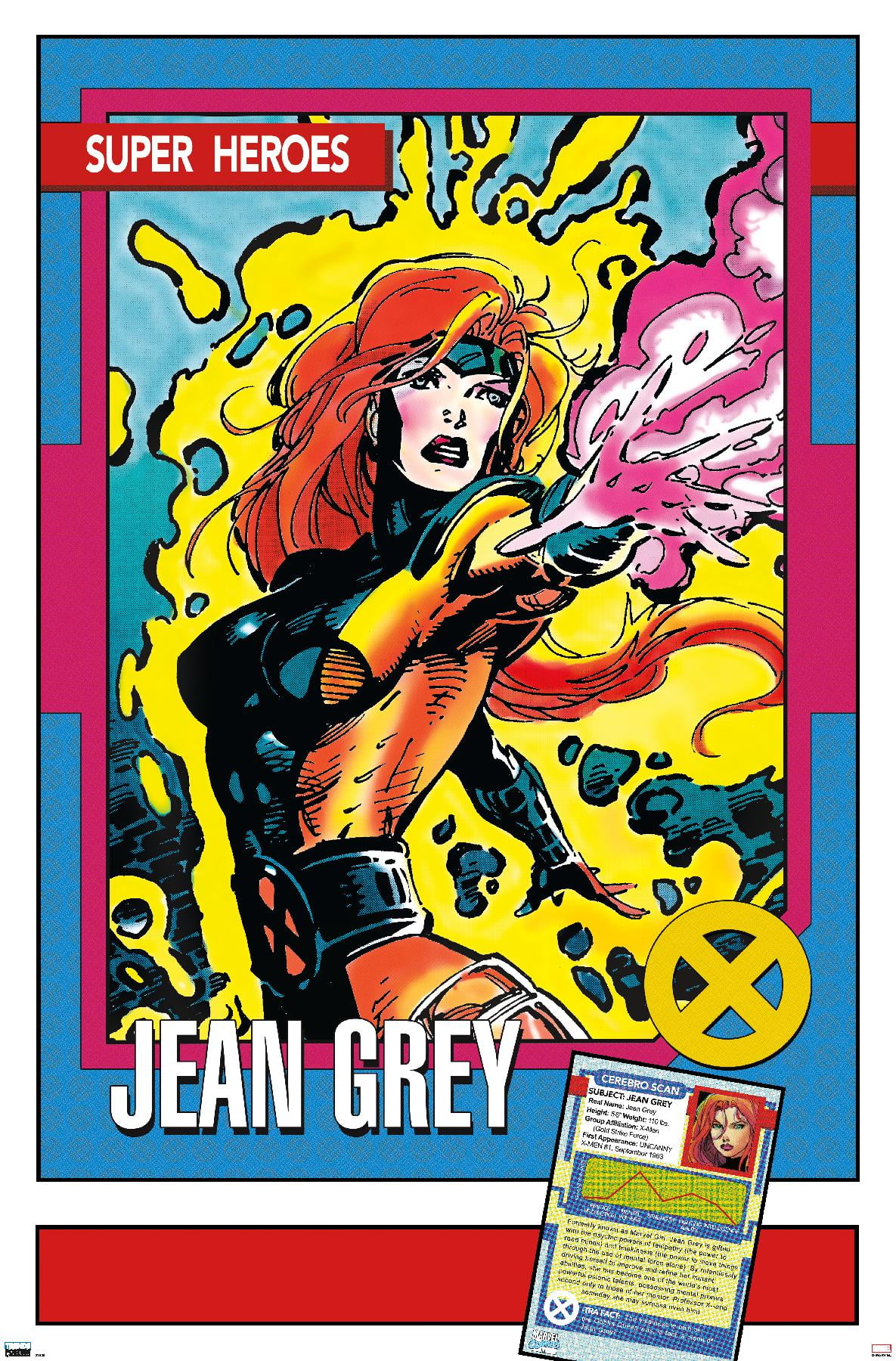 Marvel Trading Cards - Jean Grey Wall Poster, 14.725" x 22.375"