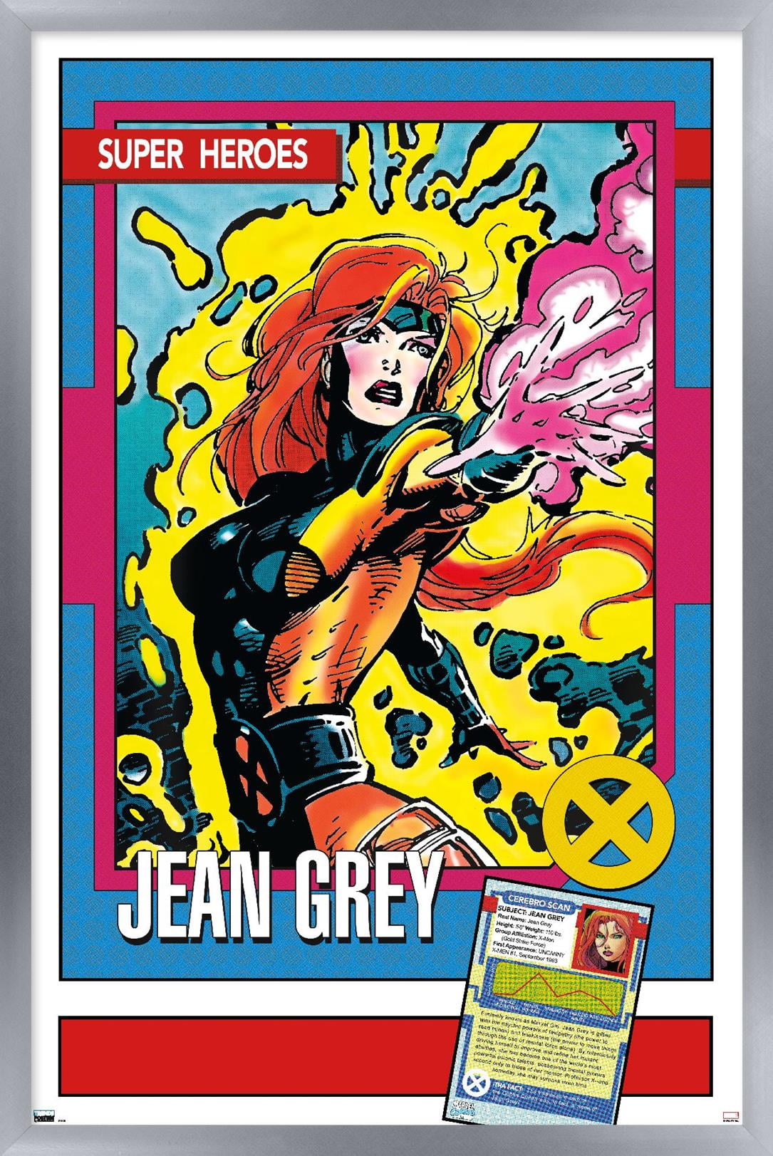 Marvel Trading Cards - Jean Grey Wall Poster, 22.375" x 34" Framed