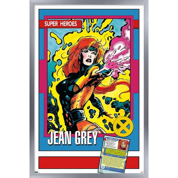 Marvel Trading Cards - Jean Grey Wall Poster, 22.375" x 34" Framed
