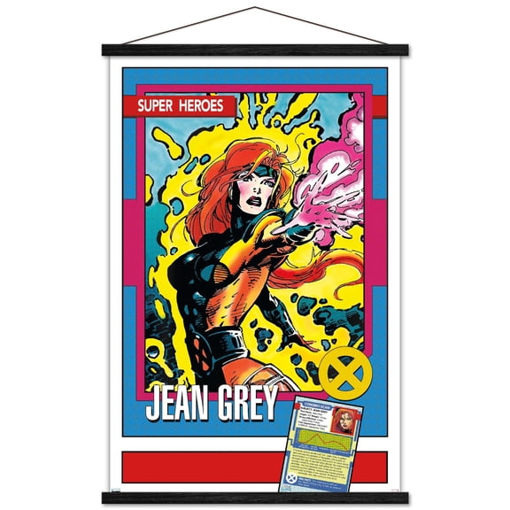 Marvel Trading Cards - Jean Grey Wall Poster with Magnetic Frame, 22.375" x 34"