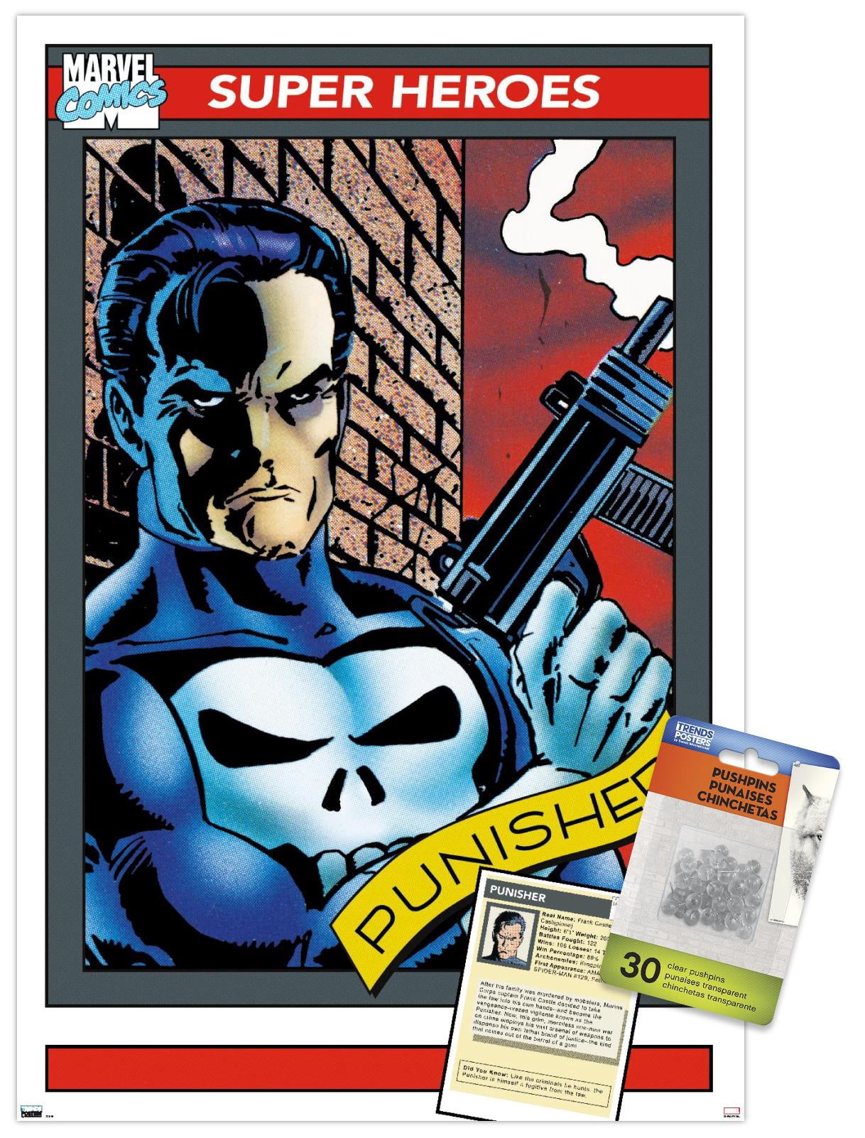 Marvel Trading Cards - Punisher Wall Poster with Push Pins, 14.725" x 22.375"