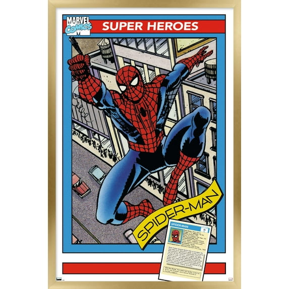 Marvel Trading Cards - Spider-Man Wall Poster, 14.725" x 22.375" Framed