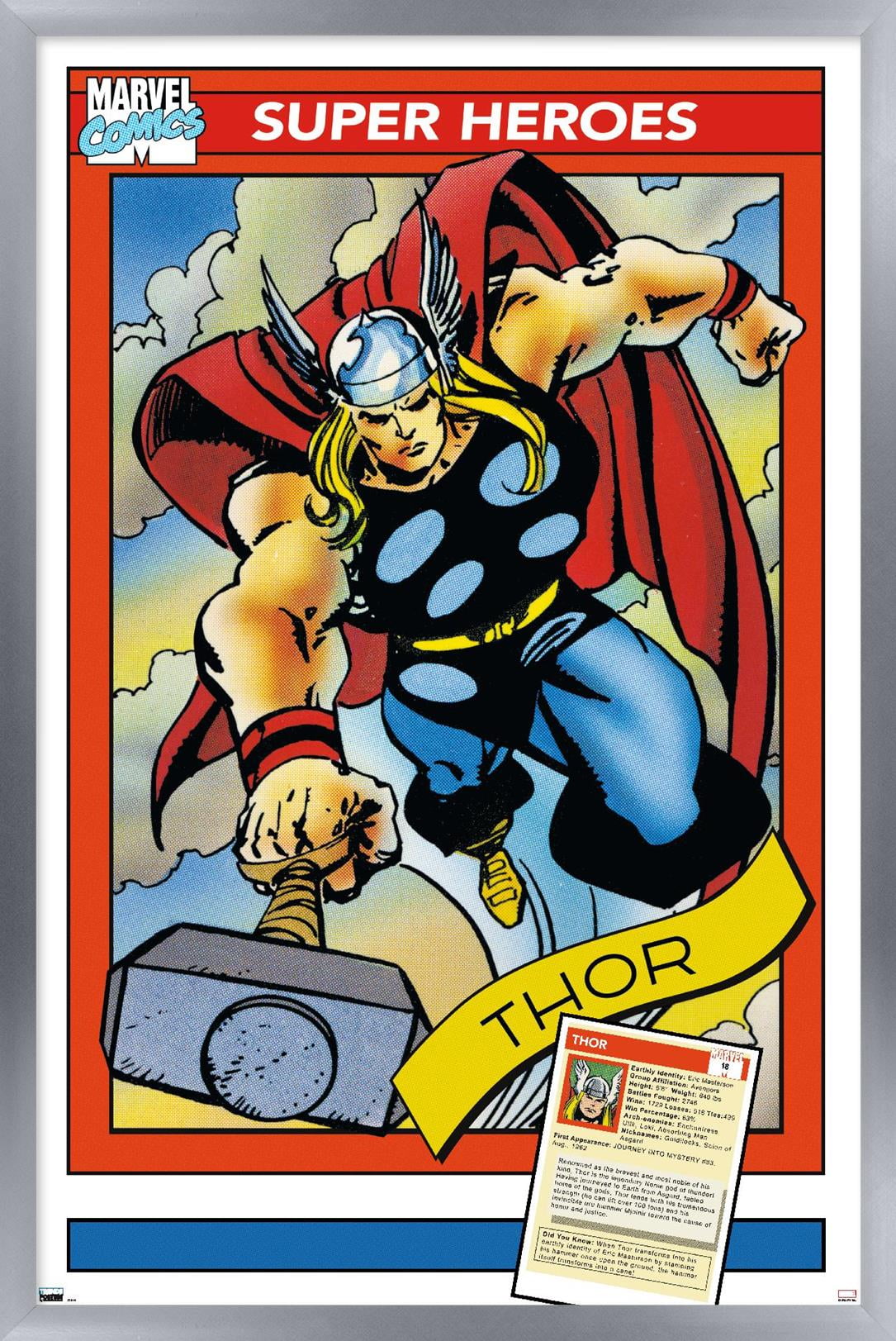 Marvel Trading Cards - Thor Wall Poster, 14.725" x 22.375" Framed