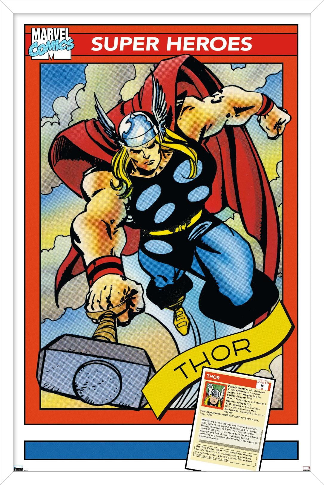 Marvel Trading Cards - Thor Wall Poster, 14.725" x 22.375" Framed
