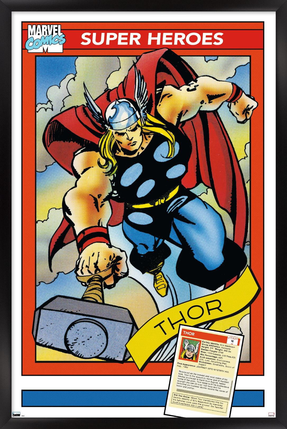 Marvel Trading Cards - Thor Wall Poster, 14.725" x 22.375" Framed