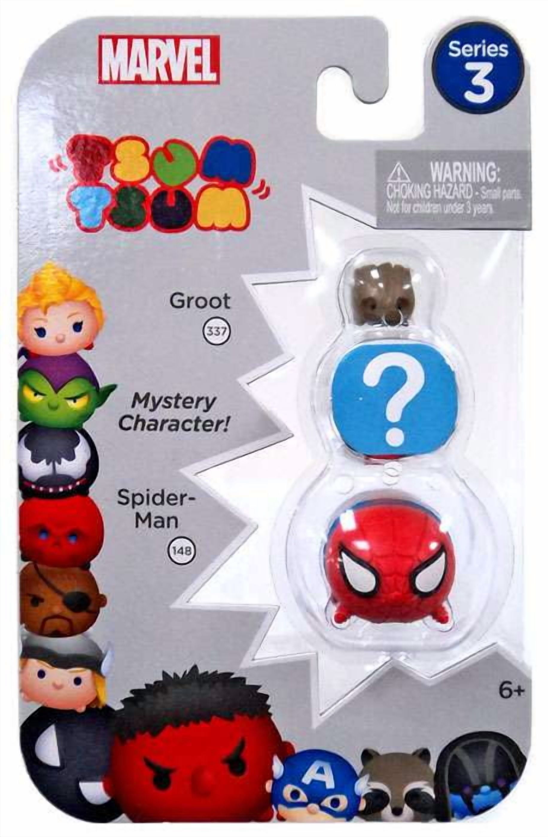 Marvel Tsum Tsum Series 3 Groot & Spider-Man Mini Figures, 3 Pack