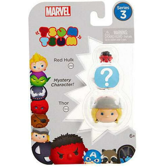 Marvel Tsum Tsum Series 3 Red Hulk & Thor Mini Figures, 3 Pack