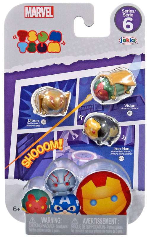 Marvel Tsum Tsum Series 6 Iron Man, Ultron & Vision Minifigure 3-Pack