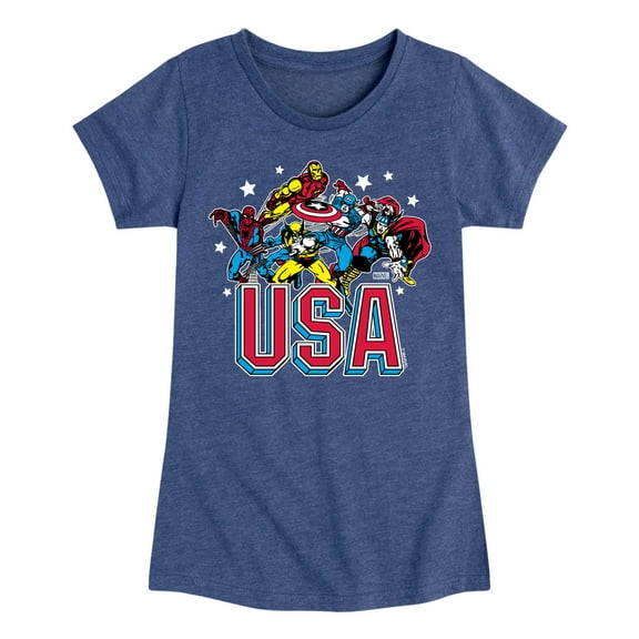 Marvel - USA - Girls Fitted Short Sleeve Graphic T-Shirt