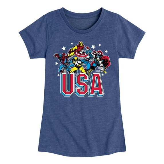 Marvel - USA - Girls Fitted Short Sleeve Graphic T-Shirt