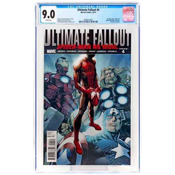 Marvel Ultimate Fallout #4 (First Miles Morales, CGC graded 9.0, Certification #3693072007)