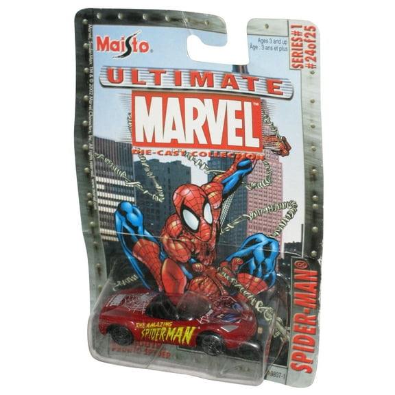 Marvel Ultimate Maisto Spider-Man (2002) Red Plymouth Pronto Spyder Car 24/25 - (Damaged Packaging)