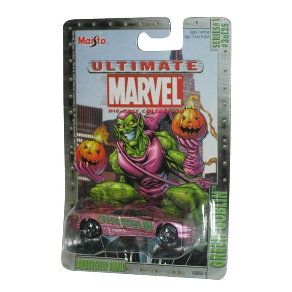 Marvel Ultimate Spider-Man (2002) Maisto Green Goblin Purple Lamborghini Diablo Toy Car #3/25