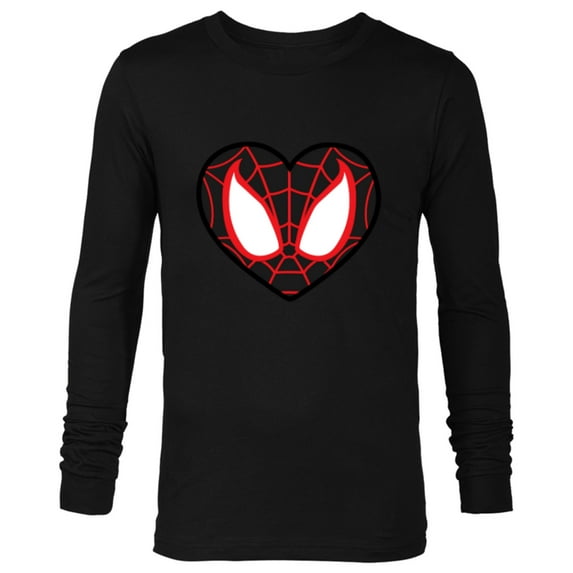 Marvel Ultimate Spider-Man Miles Morales Heart Mask Logo - Long Sleeve T-Shirt for Men - Customized-Black