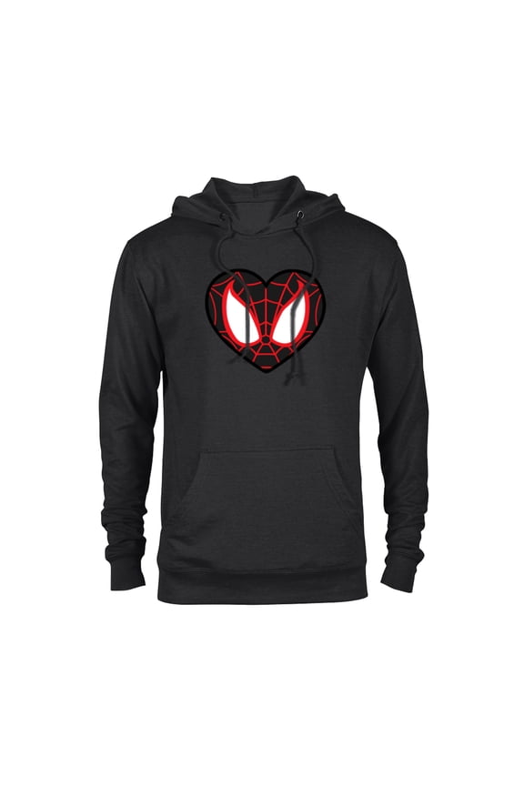 Ultimate Spider-Man Miles Morales Heart Mask Logo - Pullover Hoodie for Adults - Customized-Black
