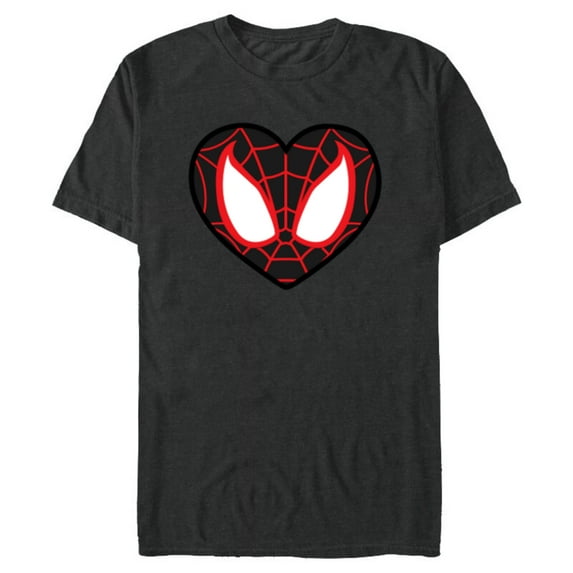 Marvel Ultimate Spider-Man Miles Morales Heart Mask Logo - Short Sleeve Blended T-Shirt for Adults - Customized-Dark Heather