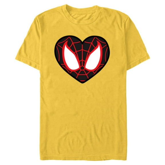 Marvel Ultimate Spider-Man Miles Morales Heart Mask Logo - Short Sleeve Blended T-Shirt for Adults - Customized-Yellow