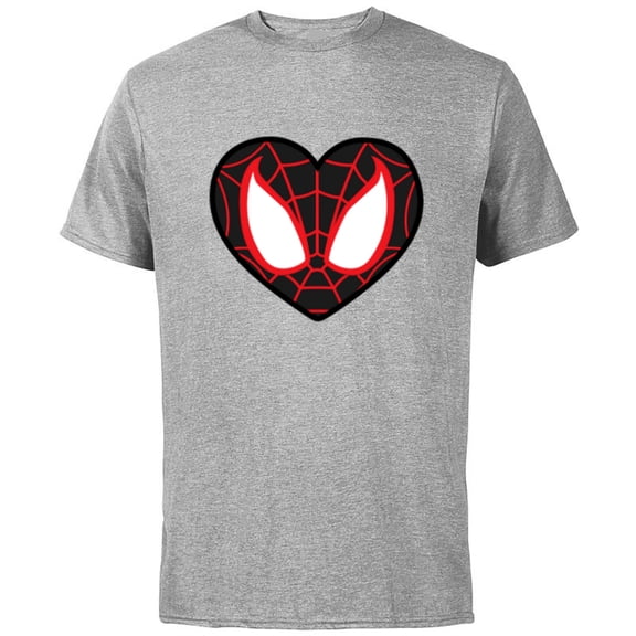 Marvel Ultimate Spider-Man Miles Morales Heart Mask Logo - Short Sleeve Cotton T-Shirt for Adults - Customized-Athletic Heather