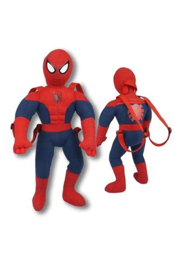 Unisex Adjustable Straps Polyester Plush Backpack, Red and Blue, 12-Piece