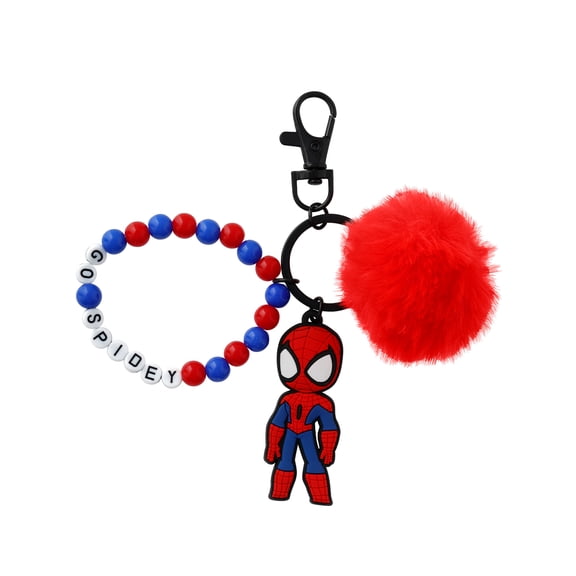 Marvel Unisex Spiderman Red Pom Pom Wrist Keychain Charm
