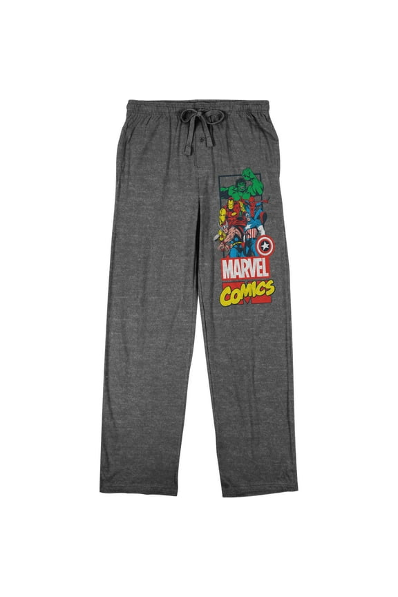 Marvel Universe Avengers Group Art Men's Graphite Heather Sleep Pajama Pants