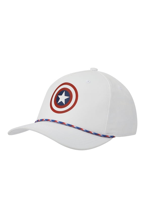 Marvel Universe Captain America Shield Adult White Elite Flex Snapback Hat