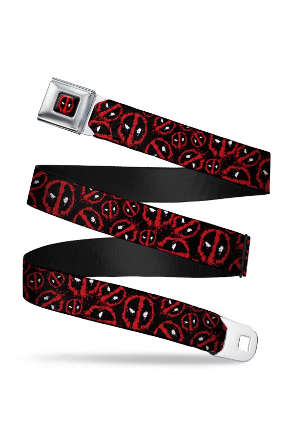 Marvel Universe Deadpool Splatter Logo Black Red White Deadpool Splatter Seatbelt Belt Standard