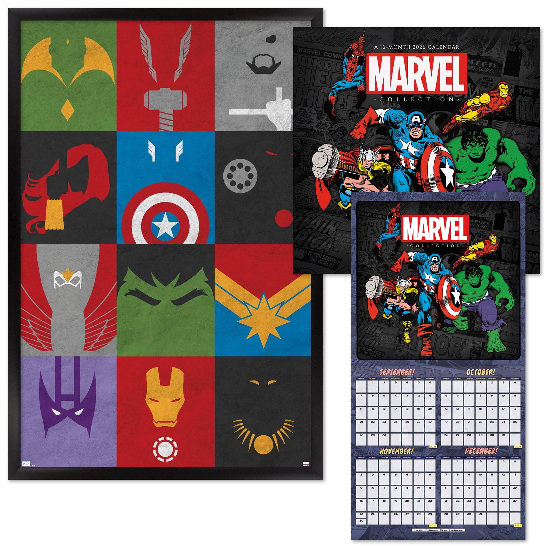 Marvel Comics Framed Poster and 2026 Calendar