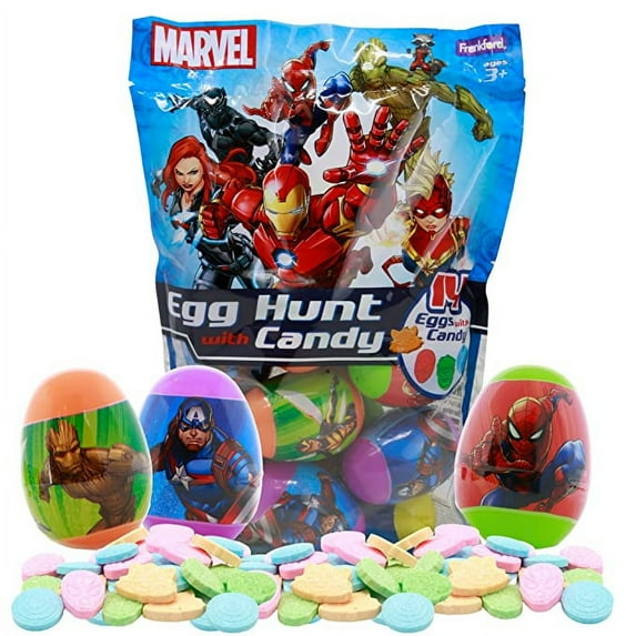 Marvel Universe Plastic Egg Hunt with Candy 14 count Bag 2.47 oz.
