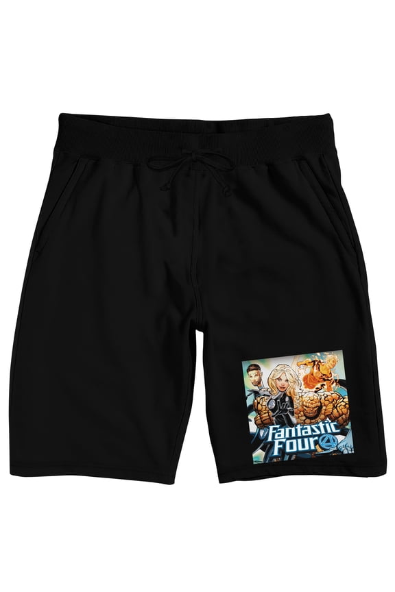 Marvel Universe Publishing Art Archive Character Pose on Black Adult Lounge Short-XS