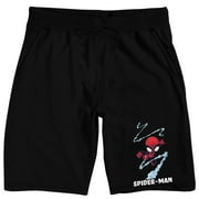 Marvel Universe Publishing Art Archive Chibi Spider-Man Web-Swing Mens Black Sleep Pajama Shorts-Medium