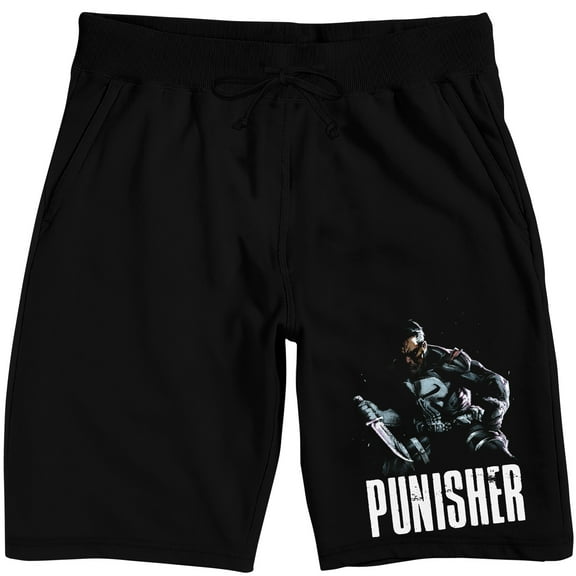 Marvel Universe Publishing Art Archive Punisher Adult Black Sleep Pajama Shorts-Medium