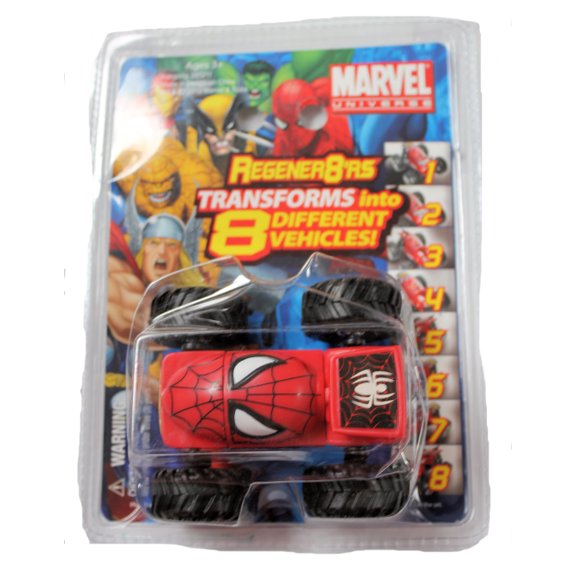 Marvel Universe Transforms  8 Different Trucks Regener8'rs Spider-man Face Truck