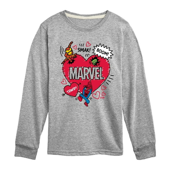 Marvel - Valentines Scribble - Kids Long Sleeve Graphic T-Shirt
