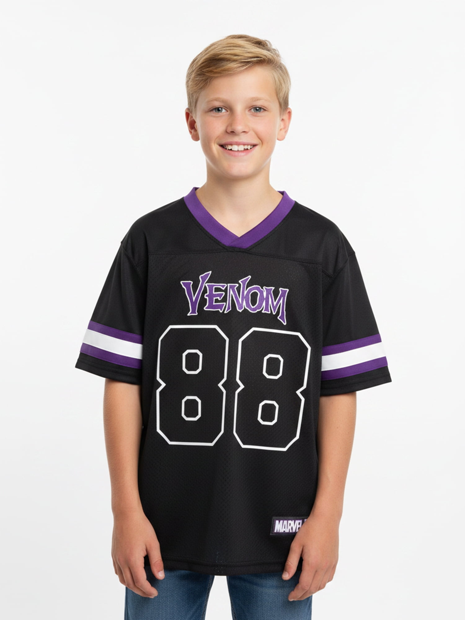 Marvel Venom Boys’ Short Sleeve Athletic Jersey, Sizes 4–18